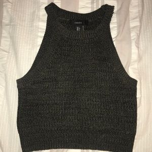 Green cotton crop top